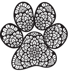 Dog Paw Mandala Black And White