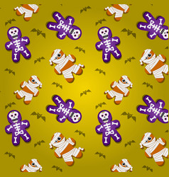 Halloween Pattern Mummy And Skeleton