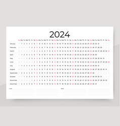 Linear Calendar For 2024 Year Simple Calender