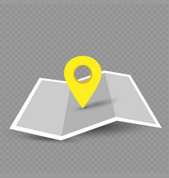 Location Yellow Pin On Paper Map