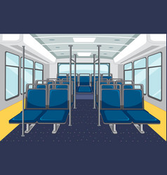 Bus Interior With Empty Blue Seats