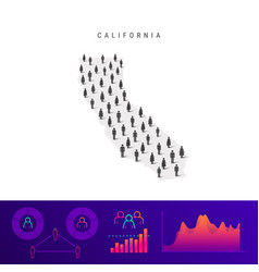 California People Map Detailed Silhouette Mixed