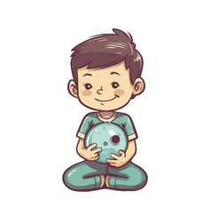 Cheerful Child Holding Crystal Ball