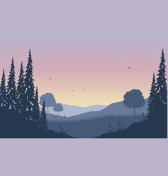 Fantastic Mountain View With Forest Silhouettes