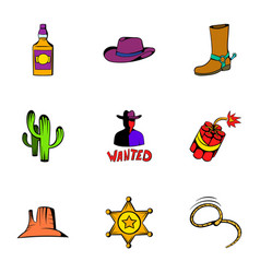 Rodeo Icons Set Cartoon Style