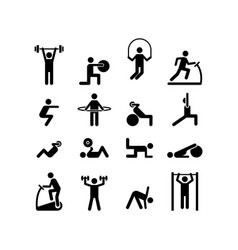 Sport People Icons Gym Lifting Warm-up Stretch