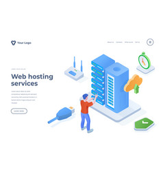 Web Hosting Services Isometric Landing Page