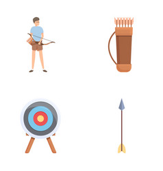 Archery Icons Set Cartoon Shooter And