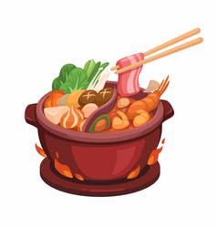 Chinese Hot Pot Soup Asian Food Cartoon