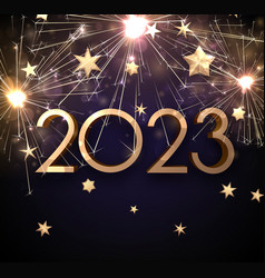 Golden 2023 Sign On Fireworks Background