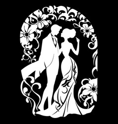 Woman And Man Love Couple Ornamental Silhouettes