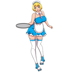 Anime Waitress Girl On White