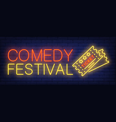 Comedy Festival Neon Sign Tickets On Brick