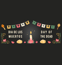 Dia De Los Muertos Horizontal Banner With Ofrenda