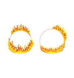 Fire Round Frame With Hot Burning Tongue Of Flame