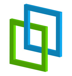 3d Interlocking Squares Icon - Connected