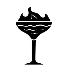 Flaming Cocktail Glyph Icon Martini Glass