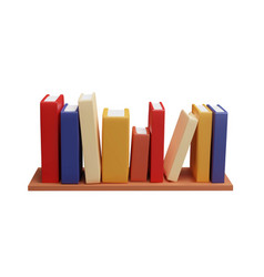 Stack Of Books Row With Colored Cover On The Shelf