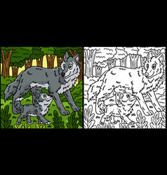 Mother Wolf And Baby Coloring