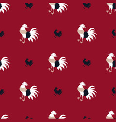 Red Rooster Bird Animal Lucky Seamless Pattern