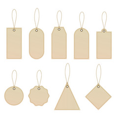 Set Of Tags On Craft Paper With Rope Blanks