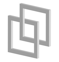 3d Interlocking Squares Icon - Connected