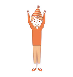 Elderly Woman Grandma With Party Hat And Arms Up