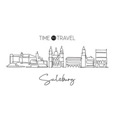 One Continuous Line Drawing Salzburg City