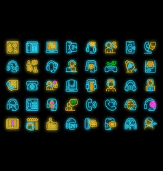 Call A Consultant Icons Set Neon