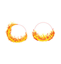 Fire Round Frame With Hot Burning Tongue Of Flame