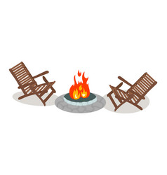 Firepit With Wooden Chairs Around