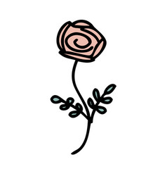 Hand Drawn Rose Flower In Simple Doodle Style