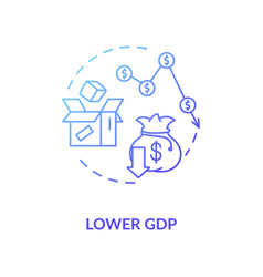 Lower Gdp Blue Gradient Concept Icon