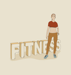 Standing Woman And Fitness Isometric Word Sport