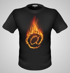 T Shirts Black Fire Print Man 26