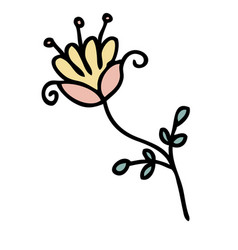 Hand Drawn Flower In Simple Doodle Style Perfect