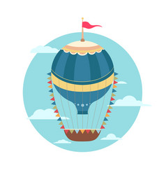 Vintage Hot Air Balloon With Flags