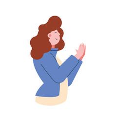 Young Woman Clapping Character