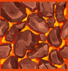 Lava Magma With Stones In Cartoon Style Seamless