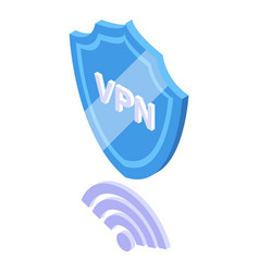 Vpn Shield Icon Isometric Server Network