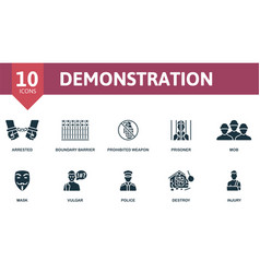 Demonstration Icons Set Creative Icons Arrested