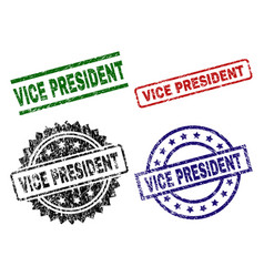 Grunge Textured Vice President Stamp Seals