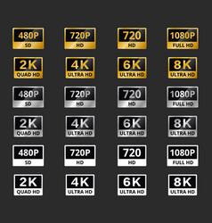 Video Resolution Icons 4k 8k 2k And Full Uhd