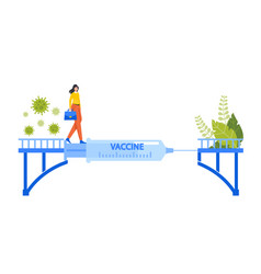 Woman Walk Along Bridge With Covid Vaccine