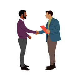 Two Business Men Greeting With Handshake Isolated