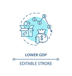 Lower Gdp Turquoise Concept Icon