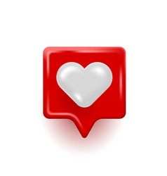 3d Social Media Heart Emoji Icon With Red And