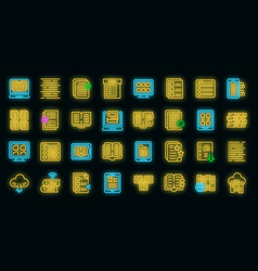 Electronic Catalogs Icons Set Neon