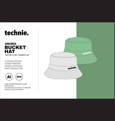 Technie Bucket Hat Flat Template