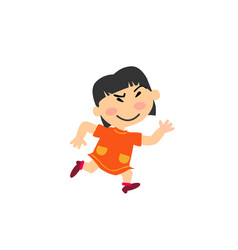 Cartoon Character Asian Girl Running